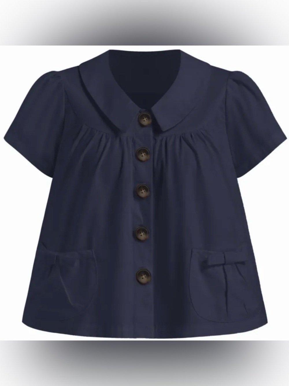 NWT - Cider Navy Bow Knot Top w Peter Pan Collar